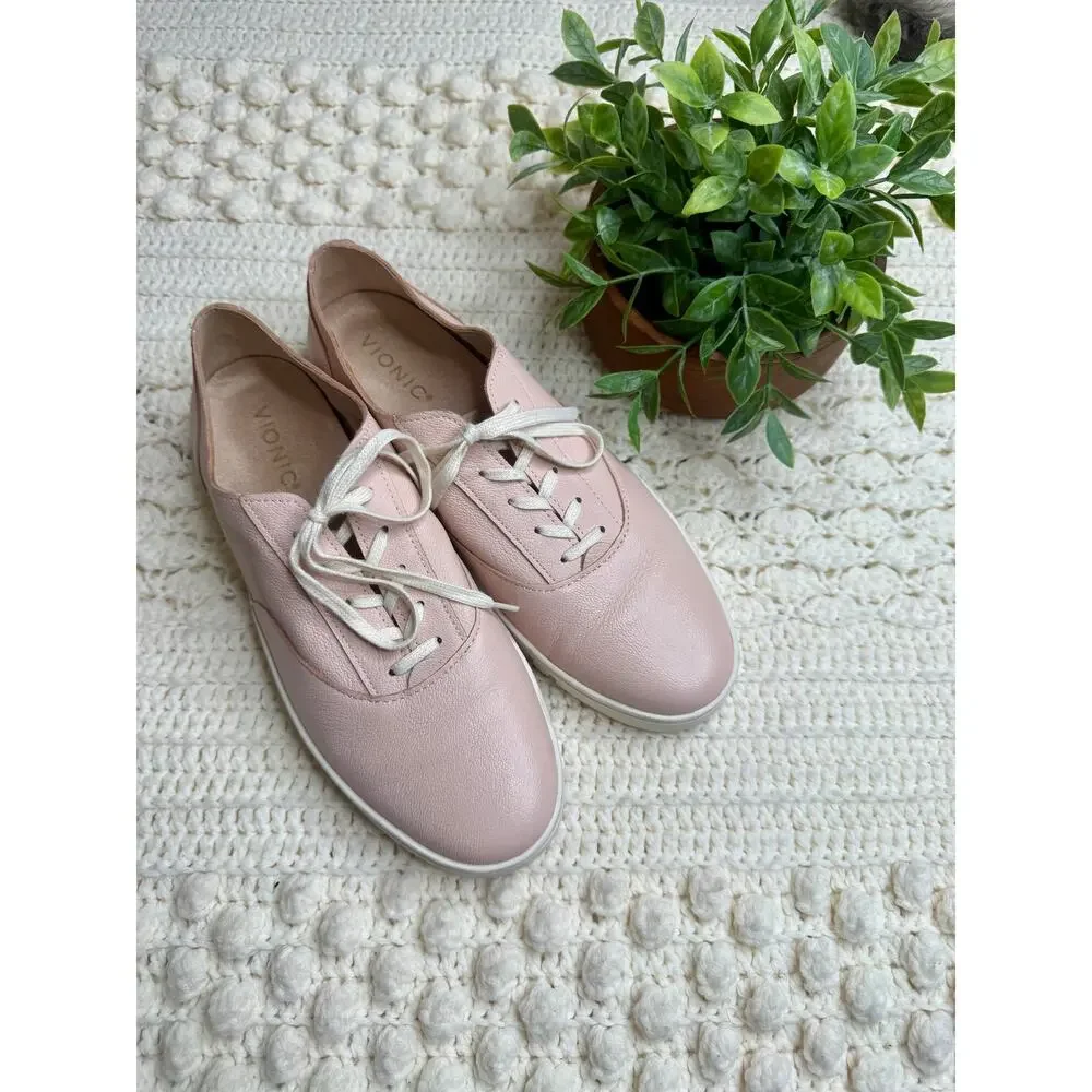 VIONIC Women's 9.5 Callie Lace Up Sneaker Comfort Walking Shoes Cameo Rose Pink